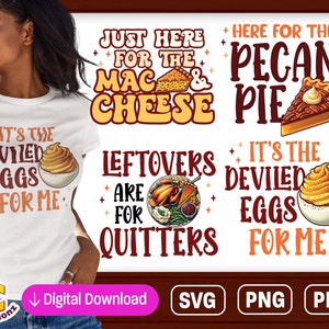 Paquete de comida con citas divertidas de Acción de Gracias / Huevos rellenos Mac y queso Sublimación de gráficos de Acción de Gracias
