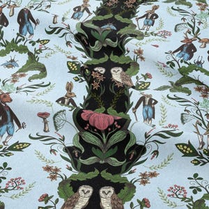Floral Forest Animals, Fairy Tale Fabric by the Meter,William Morris Floral Flowers  Home Decor Tapestry Chair Sofa Upholstery Fabric