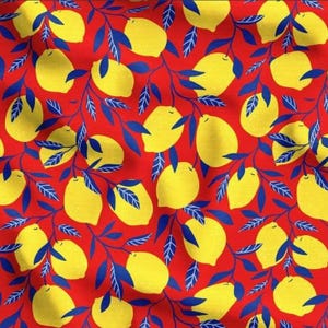 Lemons Print Fabric by the Meter,Lemons Pattern Decor Furniture Chair Sofa Upholstery Fabric