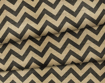 Black Burlap Effected Chevron Fabric by the Meter, Geometric Fabric Decor Furniture Chair Sofa Upholstery Fabric