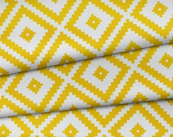 Yellow Mosaic Diamond Fabric by the Meter,Geometric Fabric Decor Furniture Chair Sofa Upholstery Fabric