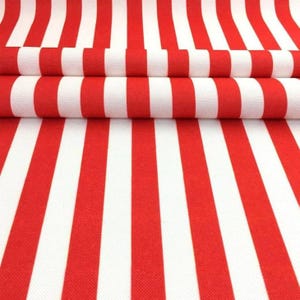 Red and White Striped Upholstery Fabric: Geometric Decor, Polyester by the Meter