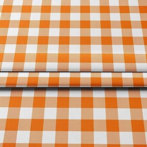 Orange White (4x4)cm Plaid Upholstery Fabric by the Meter,Geometric Fabric Decor Furniture Chair Sofa Upholstery Fabric