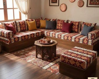 Tribal Aztec Kilim Upholstery Fabric: Boho Decor, Pink Cotton Blend