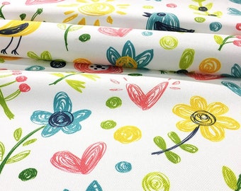 Floral Fabric by the Meter,Kid's Room Fabric Decor Furniture Chair Sofa Upholstery Fabric