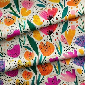 Poppy Flowers Fabric: Floral Upholstery Fabric by the Meter