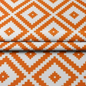 Orange Mosaic Diamonds Print Fabric by the Meter,Geometric Fabric Decor Furniture Chair Sofa Upholstery Fabric