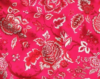 Chinoiserie bloemenstof per meter, roze pioen botanische bekledingstextiel