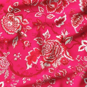Pink Tapestry Patterned Fabric by the Meter,Ethnic Floral Pattern Fabric Decor Furniture Chair Sofa Upholstery Fabric