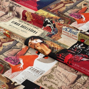 Retro Opera Posters Fabric by the Meter,opera,music, Home Decor ...