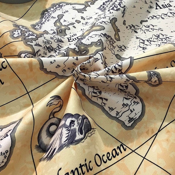 Vintage Map Upholstery Fabric Etsy