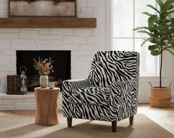Zebra Print Fabric by Yard, Black White Animal Stripe Poly-Cotton Blend, 143cm Wide