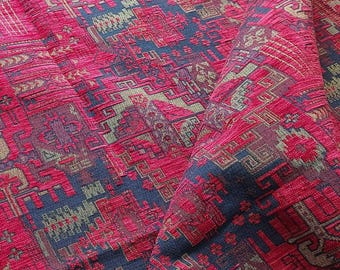 Burgundy Red High Quality Soft Chenille Kilim Upholstery Fabric by the Meter, Decor Rug Tapestry Sofa Chair Furniture Upholstery Fabric