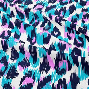 Turquoise,Pink,Navy Leopard Print Fabric by the Meter,Fabric Decor Furniture Chair Sofa Upholstery Fabric