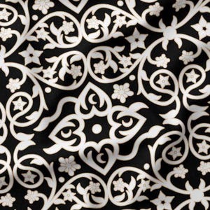 Floral Ottoman Upholstery Fabric: Oriental Style Polyester Decor