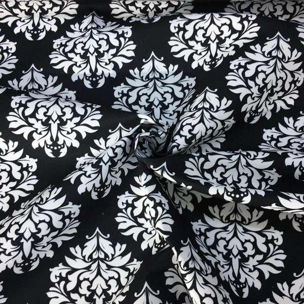 Black Damask Fabric by the meter,Floral Decor Furniture Chair Sofa Upholstery Fabric