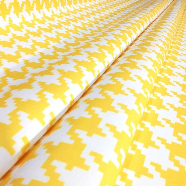 Yellow Big Goosefoot,Houndstooth Fabric by the Meter,Geometric Fabric Decor Furniture Chair Sofa Upholstery Fabric