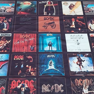 AC DC Album Covers Fabric by the Metermusicrock Groups Home - Etsy