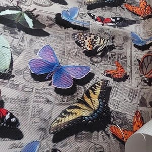 Colorful Butterfly Fabric by the meter, Newspaper Pattern Decor Furniture Chair Sofa Upholstery Fabric