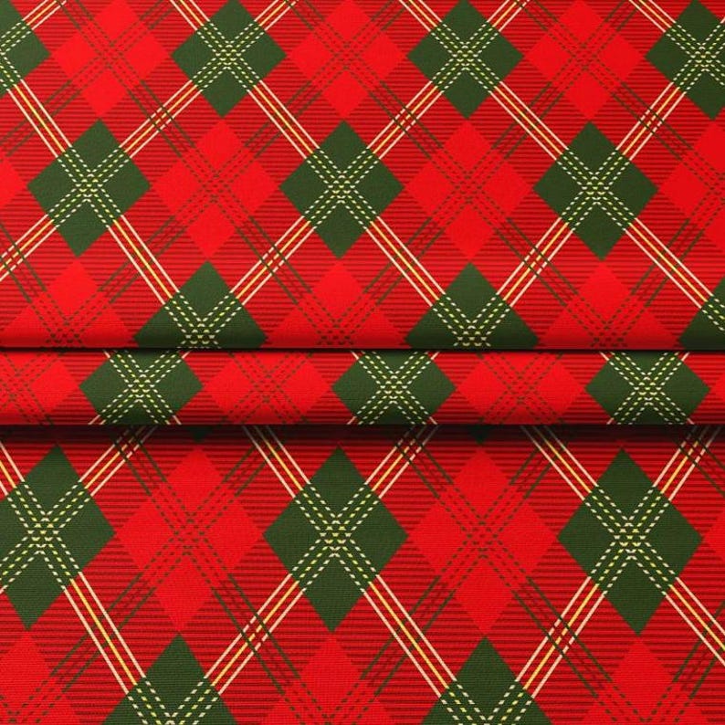 Red/green Diamond Plaid Fabric by the Meter,christmas Fabric Decor