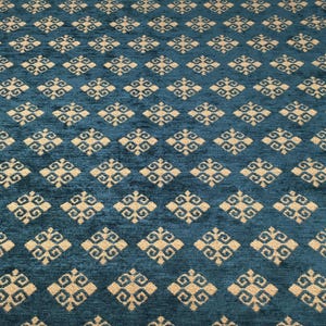 Blue Turkish Kilim Upholstery Fabrics by the Meter,Navajo ,Boho Aztec Woven Chenille Fabric,Deco Tapestry Sofa Chair Furniture Fabric
