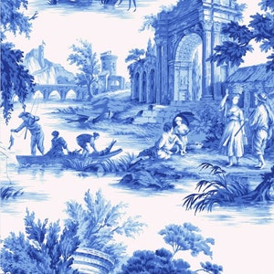 Vintage French Inspirations Print Fabric by the meter , Toile de Jouy Pattern Upholstery Fabric