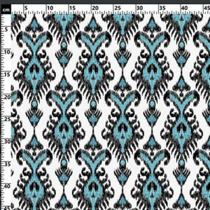 Turquoise Kilim Ikat Print Fabric by the meter,Ethnic Pattern Decor Furniture Chair Sofa Upholstery Fabric