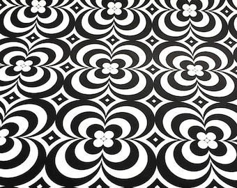 Retro Geometric Fabric by Yard, Black White Mid Century Upholstery, Art Polyester Home Decor