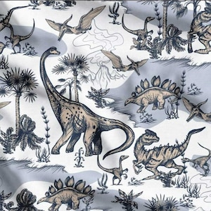 Dinosaurs Print Fabric by the Meter,Kid&#39;s Room Fabric Decor Furniture Chair Sofa Upholstery Fabric