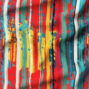 Striped Geometric Upholstery Fabric: Multicolored Polyester Microfiber By The Meter