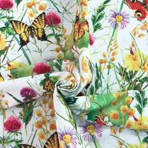 Colorful Butterfly Flowets Print Fabric by the meter,Floral Pattern Decor Furniture Chair Sofa Upholstery Fabric