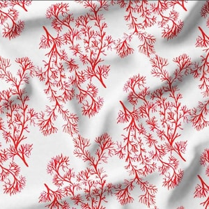 Coral Red Fabric by the Meter,Marine,Nautical Fabric Decor Furniture Chair Sofa Upholstery Fabric