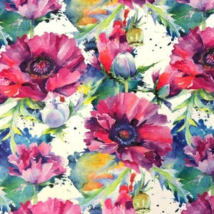 Fuschia Summer Flowers Fabric by the Meter,Floral Pattern Fabric Decor Tapestry Furniture Chair Sofa Upholstery Fabric