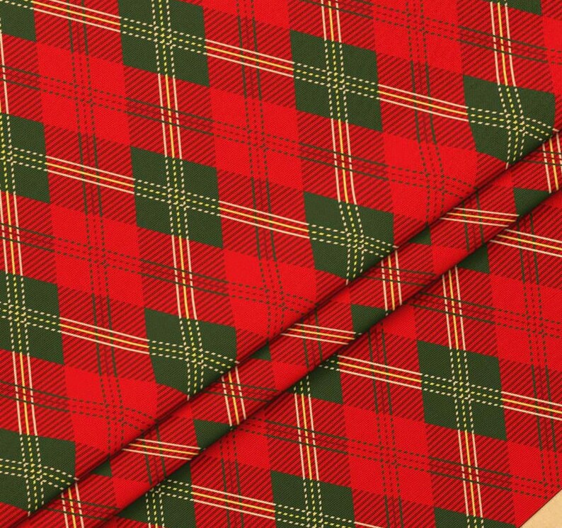 Red/green Diamond Plaid Fabric by the Meter,christmas Fabric Decor