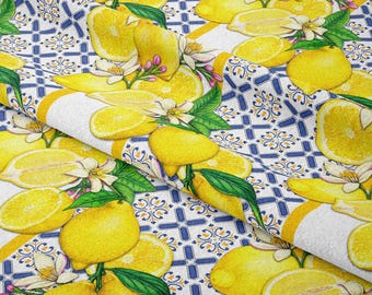 Stof met citroenprint: bekledingsstof in mediterrane stijl per meter
