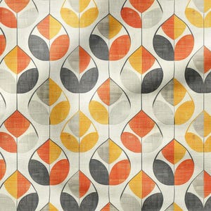 Senfgelber Toile De Jouy Stoff: Retro Polsterstoff Meterware