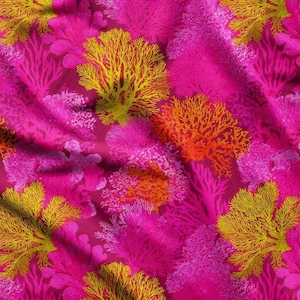 Fuschia Coral Fabric by the Meter,Marine,Nautical Fabric Decor Furniture Chair Sofa Upholstery Fabric