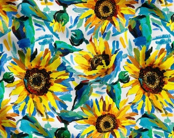 Sun Flowers Fabric by the Meter,Floral Pattern Fabric Decor Furniture Chair Sofa Upholstery Fabric