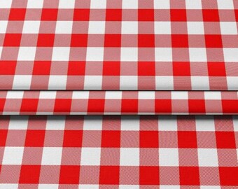 Tecido xadrez vermelho búfalo vendido por metro, mistura de algodão e poliéster, 142 cm de largura, para decoração e costura.