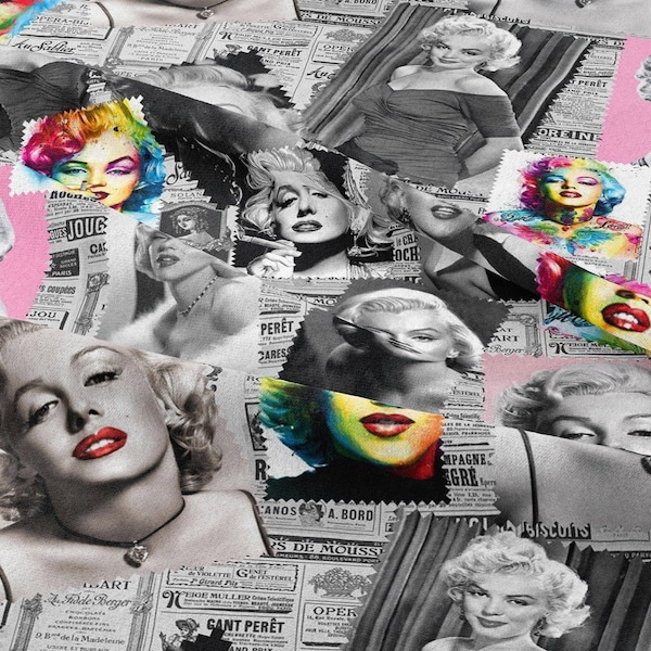 MarilynMonroesNewspaper Print Fabric by the Meter,Old Hollywood Home Decor Furniture Chair Sofa Upholstery Fabric