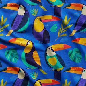 Toucan Bird Print Fabric: Tropical Upholstery, Home Decor - By the Meter