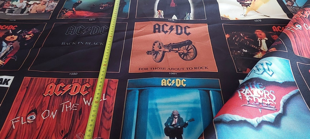 AC DC Album Covers Fabric by the Meter,music,rock Groups Home Decor ...