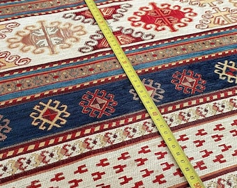 Turkish Kilim Upholstery Fabric by the meter ,Home Decor ,Chenille, Boho Decor