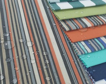 Waterproof Striped Outdoor Fabric by the Yard, Water Repellent Upholstery for Cushions, Awning, Marine