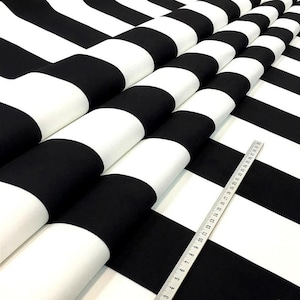 Black White Striped(8x8)cm Fabric by the Meter,Geometric Pattern Printed Fabric Decor Furniture Chair Sofa Upholstery Fabric