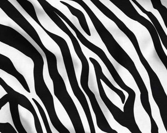 Zebra Print Fabric by Yard, Black White Animal Stripe Poly-Cotton Blend, 143cm Wide