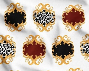 Leopard Print Baroque Armchair and Curtains Set, Gold Leaf French Provincial Accent Chair