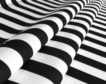 Black White Vertical Stripe Polyester Fabric by Yard, Upholstery Home Decor