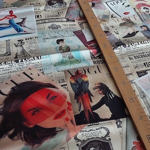 Newspaper Vintage VogueMagazine Covers Pattern Fabric by the Meter,Home Decor Furniture Chair Sofa Upholstery Fabric-2