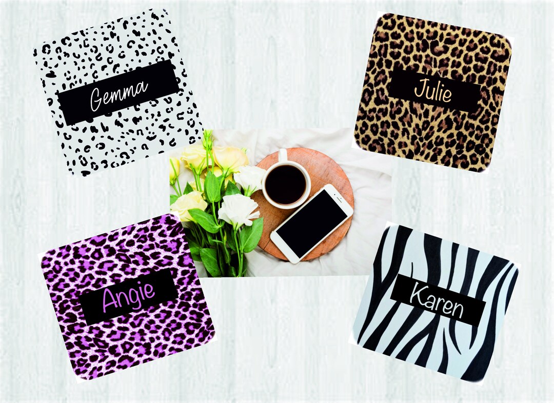 Custom Coaster Personalised Coaster Name Coaster Leopard Etsy UK